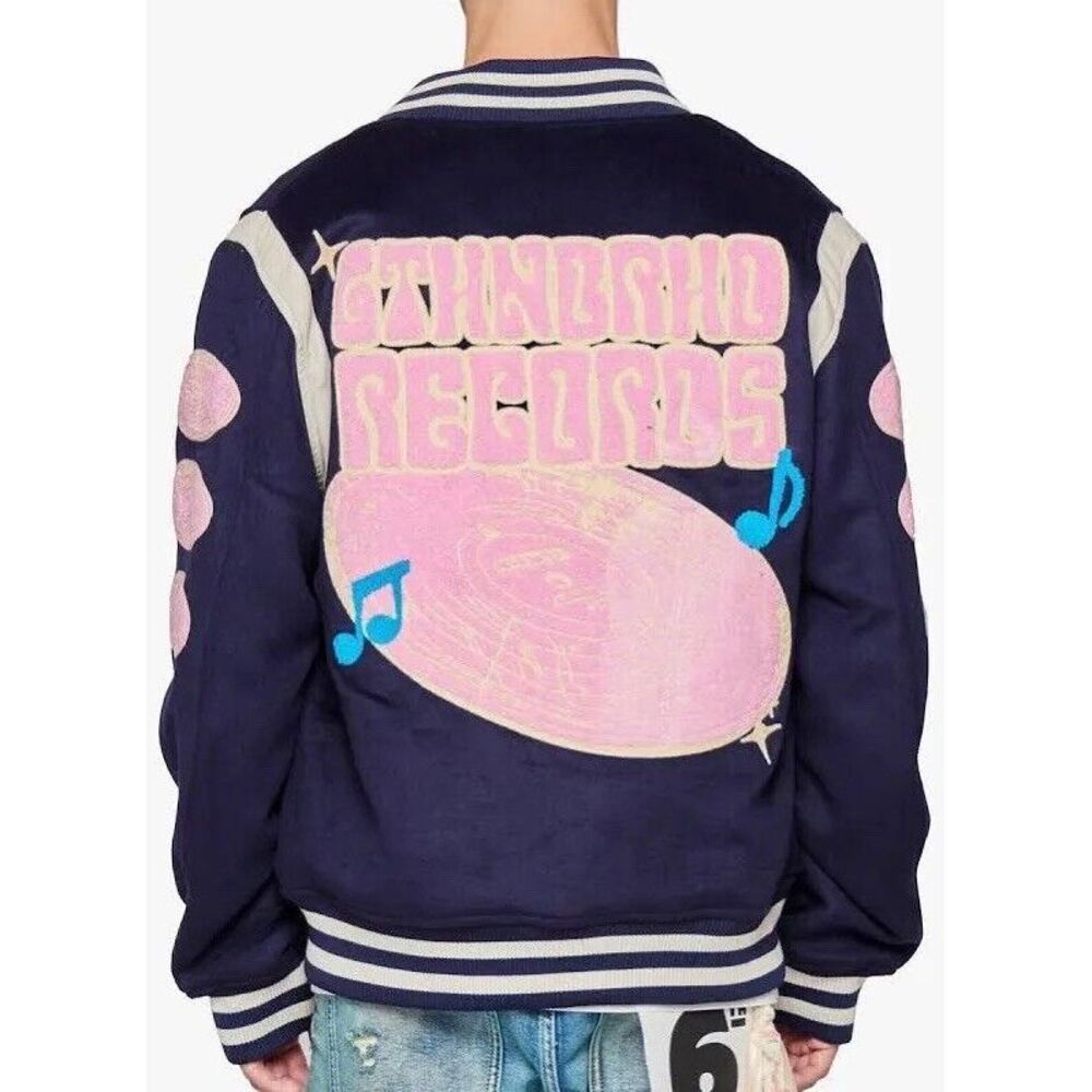 6THNBRHD VARSITY JACKET "HIT RECORDS" -NAVY - Picture 5 of 7